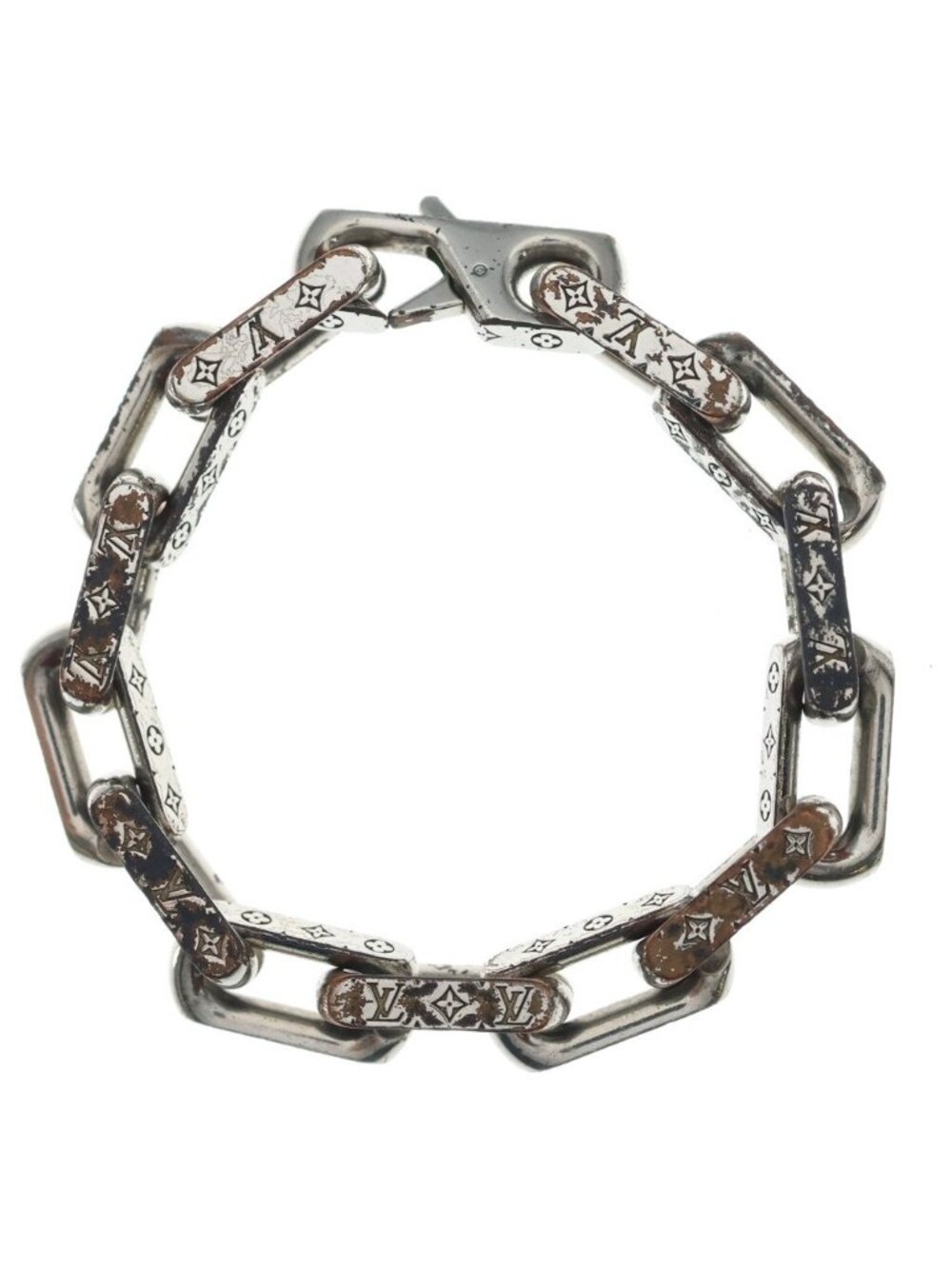 Louis Vuitton Bracelet Monogram Chain Metal Silver